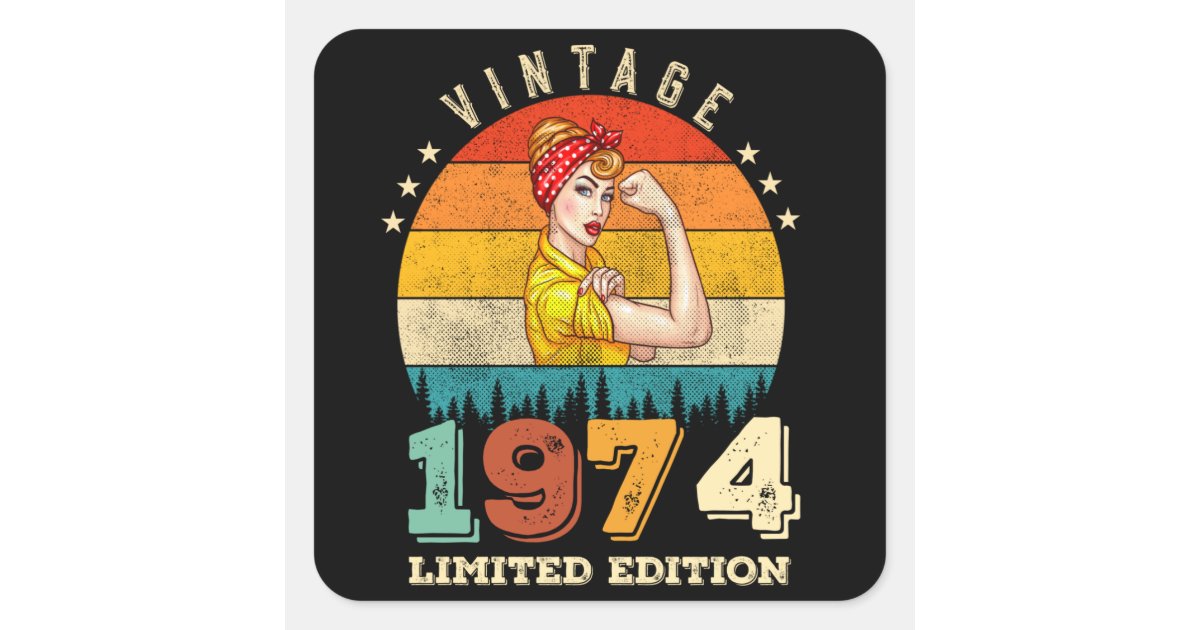 51 Year Old Bday 1974 Vintage 51st Birthday Women Square Sticker | Zazzle