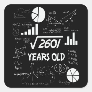  51 Year Old Bday Math Teacher 51st Birthday Gift Square Sticker
