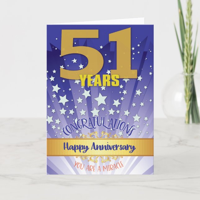 51 Year Recovery Anniversary Bold Numeral Card (Front)