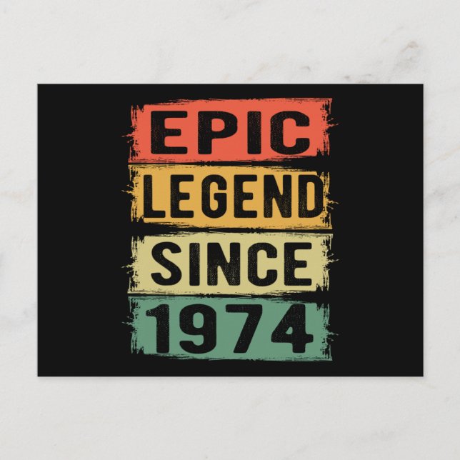51 Years Old Bday 1974 Epic Legend 51st Birthday Postcard (Front)