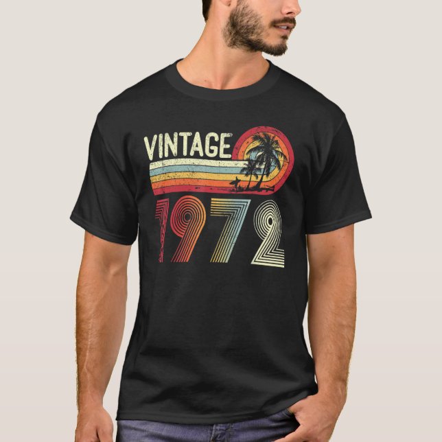 51 Yrs Old Men Women Vintage 1972 Retro 51th Birth T-Shirt (Front)