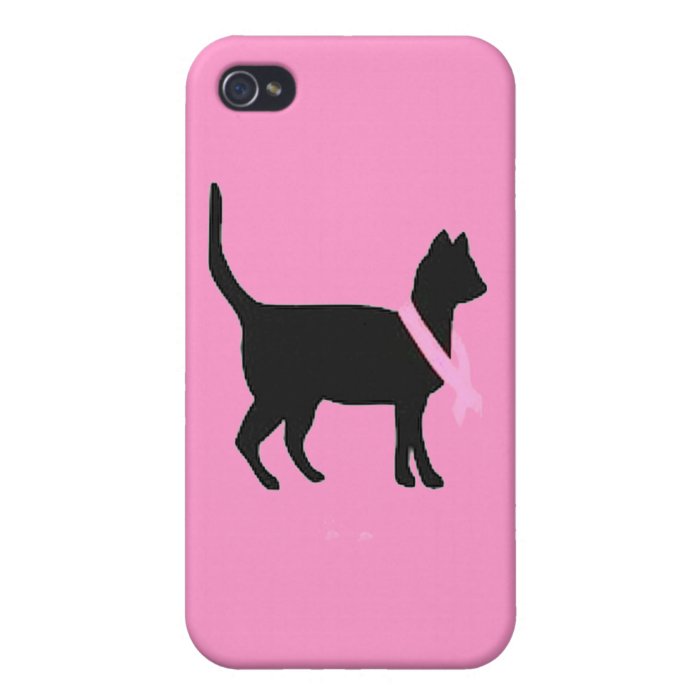 51b88 black cat pink ribbon breast cancer causes iPhone 4 cases