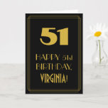 [ Thumbnail: 51st Birthday – Art Deco Inspired Look "51" & Name Card ]