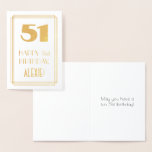 [ Thumbnail: 51st Birthday: Art Deco Inspired Look "51" & Name Foil Card ]