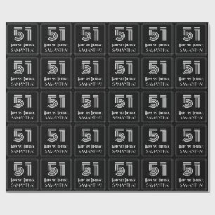 51st Birthday: Art Deco Inspired Look "51" w/ Name Wrapping Paper