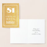 [ Thumbnail: 51st Birthday ~ Art Deco Style "51" & Custom Name Foil Card ]