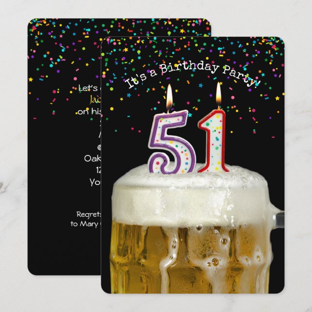 51st Birthday Beer Party Invitation (Front/Back)