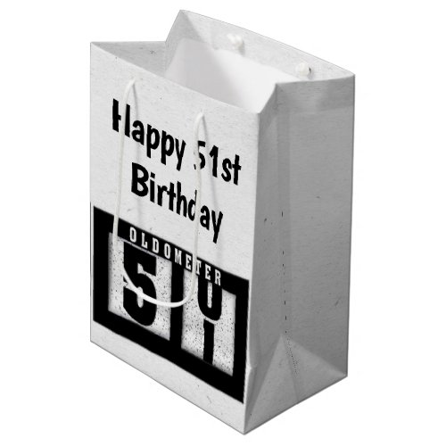 51st Birthday Black Odometer  Medium Gift Bag
