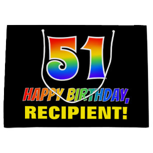 51st Birthday: Bold, Fun, Simple, Rainbow 51 Large Gift Bag