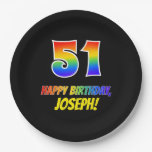 [ Thumbnail: 51st Birthday: Bold, Fun, Simple, Rainbow 51 Paper Plates ]