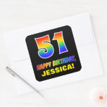 [ Thumbnail: 51st Birthday: Bold, Fun, Simple, Rainbow 51 Sticker ]