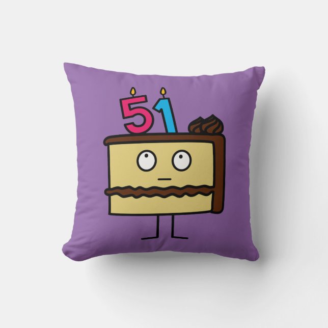 51st Birthday Cake with Candles Throw Pillow (Front)