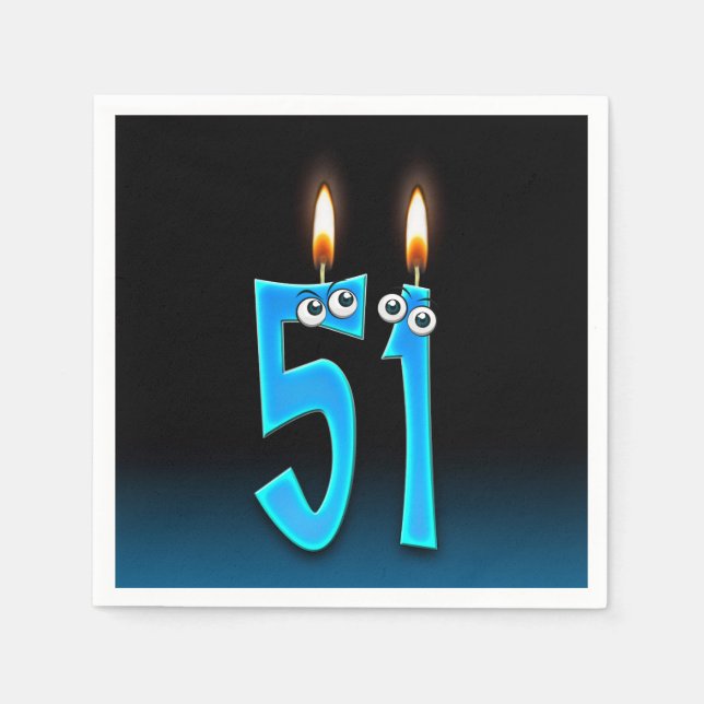 51st birthday candle with eyeballs paper napkins (Front)