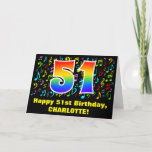 [ Thumbnail: 51st Birthday: Colorful Music Symbols & Rainbow 51 Card ]