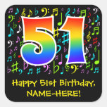 [ Thumbnail: 51st Birthday: Colorful Music Symbols, Rainbow 51 Sticker ]
