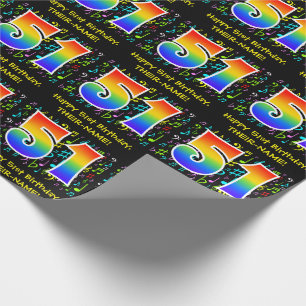 51st Birthday: Colorful Music Symbols, Rainbow 51 Wrapping Paper
