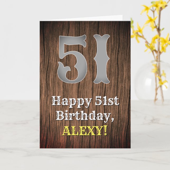 51st Birthday: Country Western Inspired Look, Name Card (Yellow Flower)