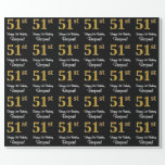 [ Thumbnail: 51st Birthday: Elegant Luxurious Faux Gold Look # Wrapping Paper ]