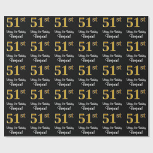 51st Birthday: Elegant Luxurious Faux Gold Look # Wrapping Paper
