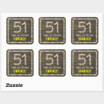 [ Thumbnail: 51st Birthday: Floral Number, Faux Wood Look, Name Sticker ]