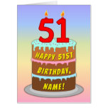 [ Thumbnail: 51st Birthday: Fun Cake & Candles, W/ Custom Name Card ]