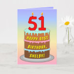 [ Thumbnail: 51st Birthday — Fun Cake & Candles, W/ Custom Name Card ]
