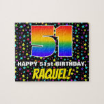 [ Thumbnail: 51st Birthday — Fun, Colorful Star Field Pattern Jigsaw Puzzle ]