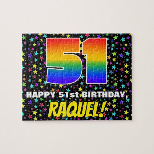 51st Birthday â Fun Colorful Star Field Pattern Jigsaw Puzzle