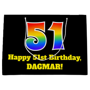 51st Birthday ~ Fun, Colorful, Vibrant, Rainbow 51 Large Gift Bag