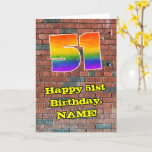 [ Thumbnail: 51st Birthday: Fun Graffiti-Inspired Rainbow 51 Card ]