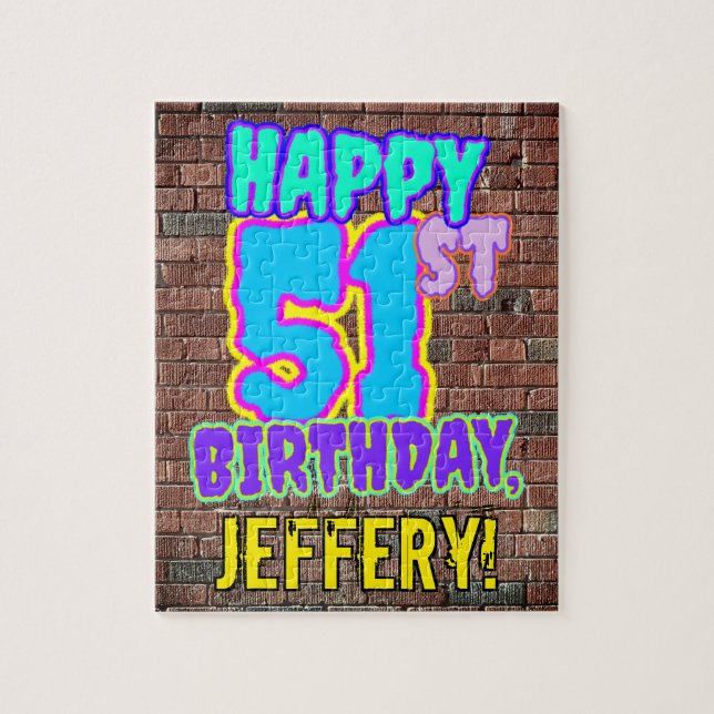 51st Birthday ~ Fun, Urban Graffiti Inspired Look Jigsaw Puzzle (Vertical)
