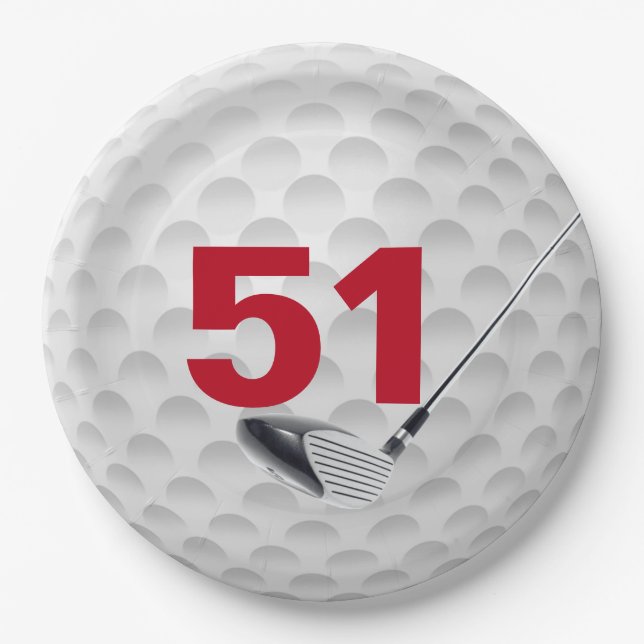 51st Birthday Golf Ball Design  Paper Plates (Front)