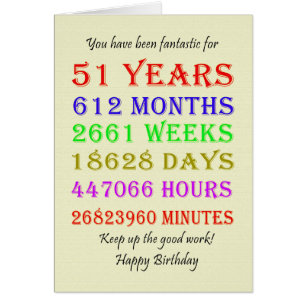 51st Birthday Milestones Cards