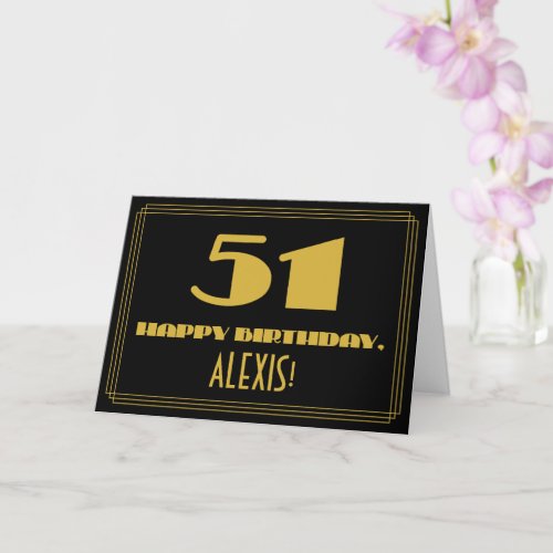 51st Birthday Name  Art Deco Inspired Look 51 Card