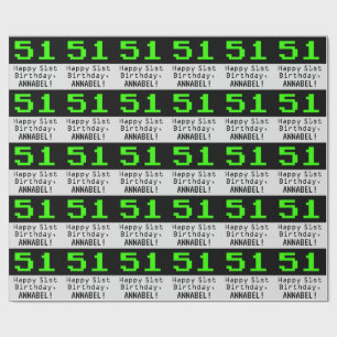 51st Birthday - Nerdy / Geeky Style "51" and Name Wrapping Paper