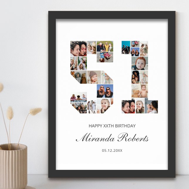 51st Birthday Number 51 Custom Photo Collage Poster (Creator Uploaded)
