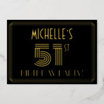[ Thumbnail: 51st Birthday Party — Art Deco Style “51” + Name Invitation ]