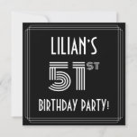 [ Thumbnail: 51st Birthday Party: Art Deco Style W/ Custom Name Invitation ]