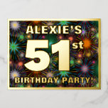 [ Thumbnail: 51st Birthday Party: Bold, Colorful Fireworks Look Postcard ]