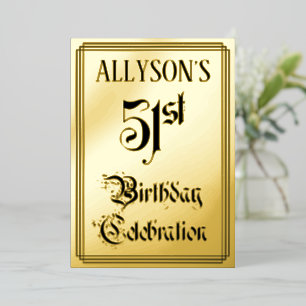 51st Birthday Party — Elegant Script + Custom Name Foil Invitation