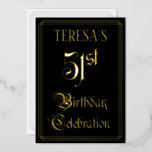 [ Thumbnail: 51st Birthday Party — Fancy Script & Custom Name Invitation ]