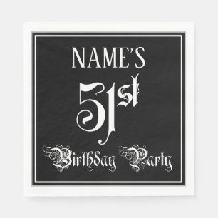 51st Birthday Party — Fancy Script + Custom Name Napkins