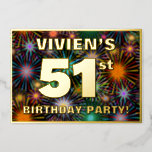 [ Thumbnail: 51st Birthday Party — Fun, Colorful Fireworks Look Invitation ]