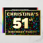 [ Thumbnail: 51st Birthday Party — Fun, Colorful Music Symbols Invitation ]