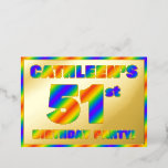[ Thumbnail: 51st Birthday Party — Fun, Rainbow Spectrum “51” Invitation ]