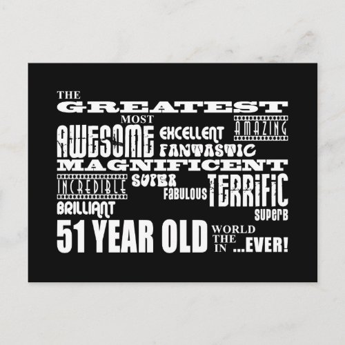 51st Birthday Party Greatest Fifty One Year Old Invitation Postcard