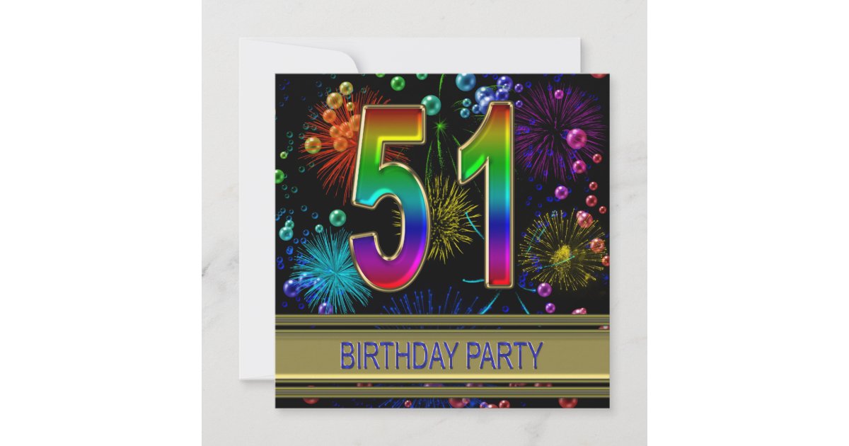 51st Birthday party Invitation with bubbles | Zazzle