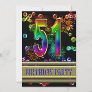 51st Birthday party Invitation with bubbles