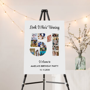 51st Birthday Party Number 51 Photo Collage Foam Board