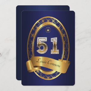 51st,birthday party woman man,elegant color invitation